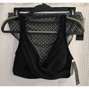 NEW Aqua Couture Womens Swim  Bikini TOP & BOTTOM SET Black White Size‎ M